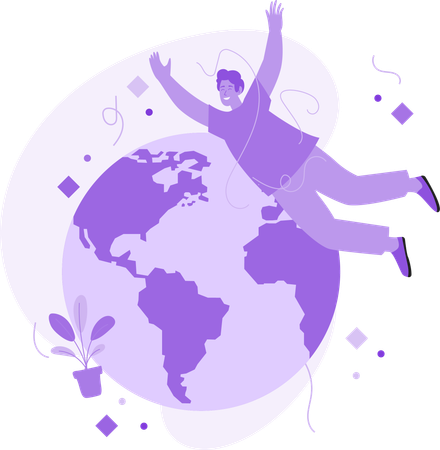 Man with Globe Communication  Illustration