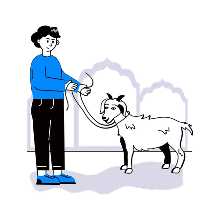 Man with goat  Illustration