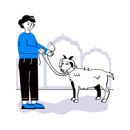 Man with goat  Illustration