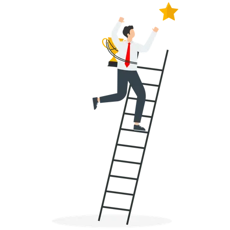Creativity And Imagination For Victory And Triumph In Business Conquering Peaks And Finding New Opportunities Promotion And Receiving An Award A Illustration