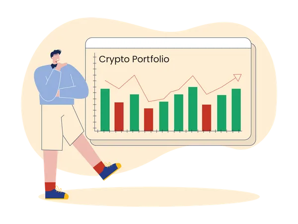 Man with good crypto portfolio  Illustration