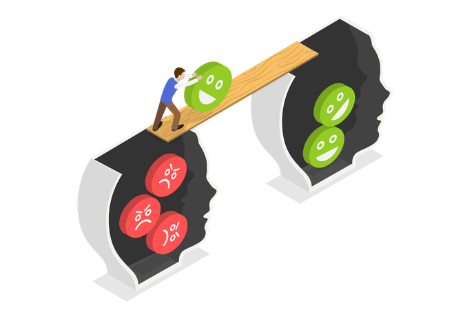 Man with Good or Bad Attitude  Illustration