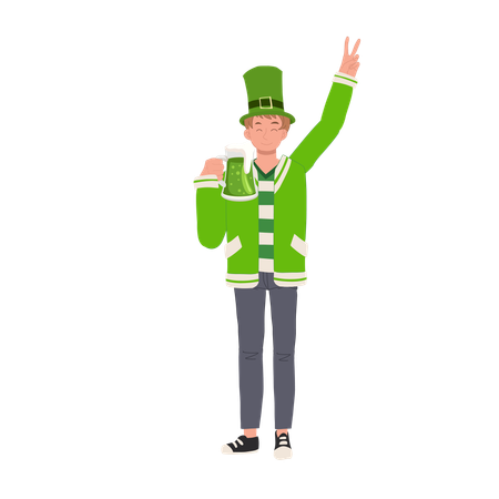 Man with Green Beer  Illustration