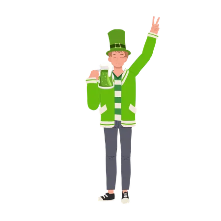 Man with Green Beer  Illustration