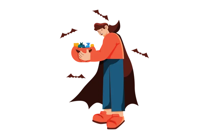 Man with Halloween pumpkin  Illustration