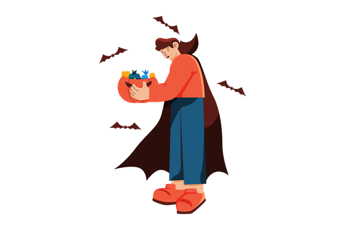 Man with Halloween pumpkin  Illustration
