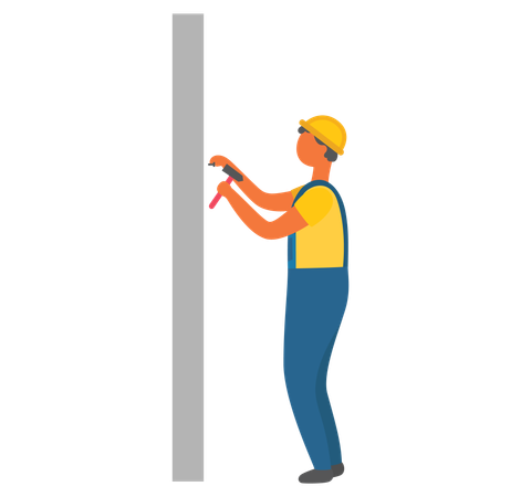 Man with Hammer and Nails  Illustration