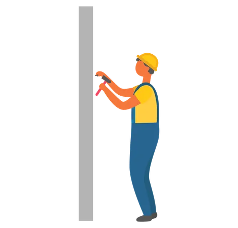 Man with Hammer and Nails  Illustration