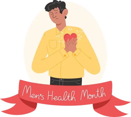 Mens Health Month Heart Attack Illustration