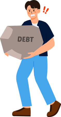 Man with heavy debts in business  Illustration