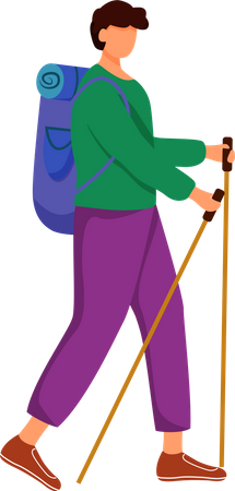 Man with hiking sticks  Illustration