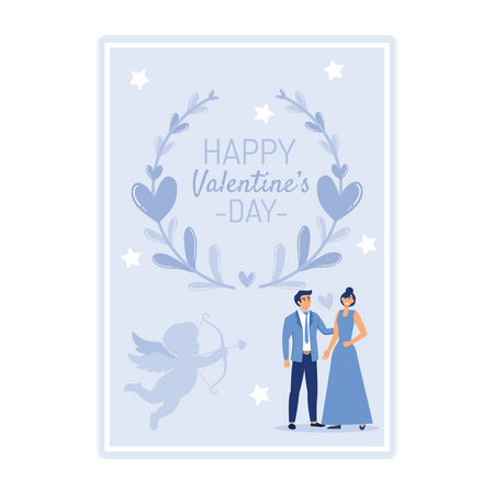 Man with his beautiful lady going on valentines day function  Illustration