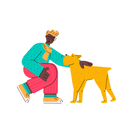 Man with his dog Illustration