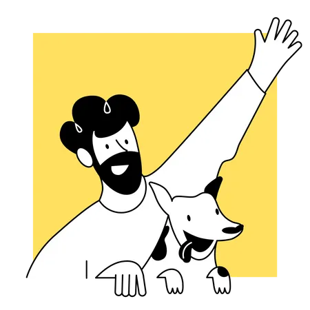 Man with his dog Illustration
