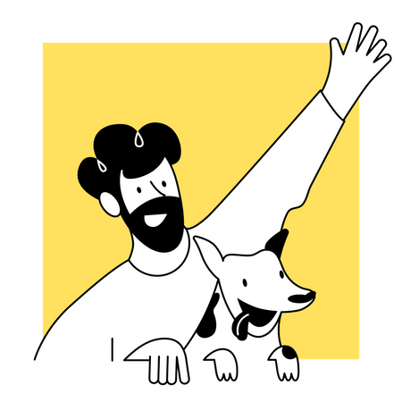 Man with his dog  Illustration