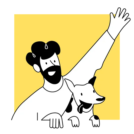 Man with his dog  Illustration