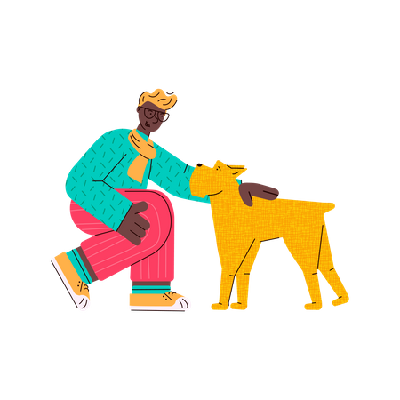 Man with his dog  Illustration