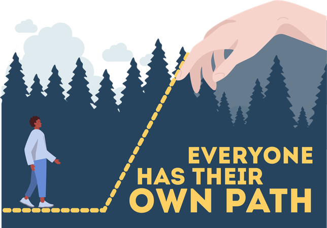 Man with his own path  일러스트레이션
