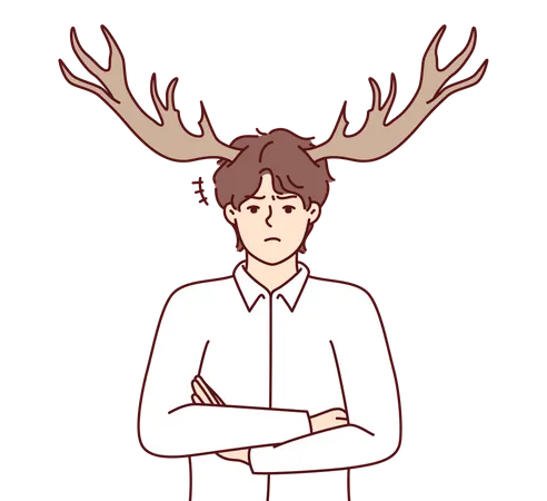 Man with horns on head  Illustration