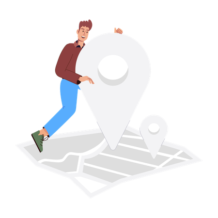 Man with house Location  Illustration