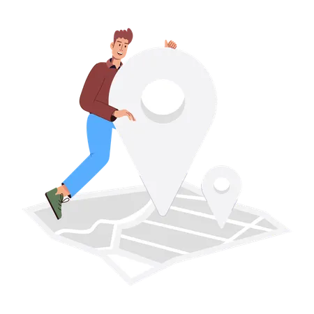 Man with house Location  Illustration