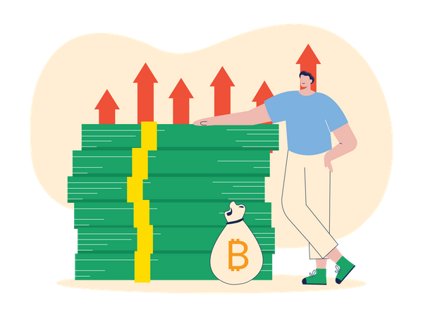 Man with huge crypto profit  Illustration