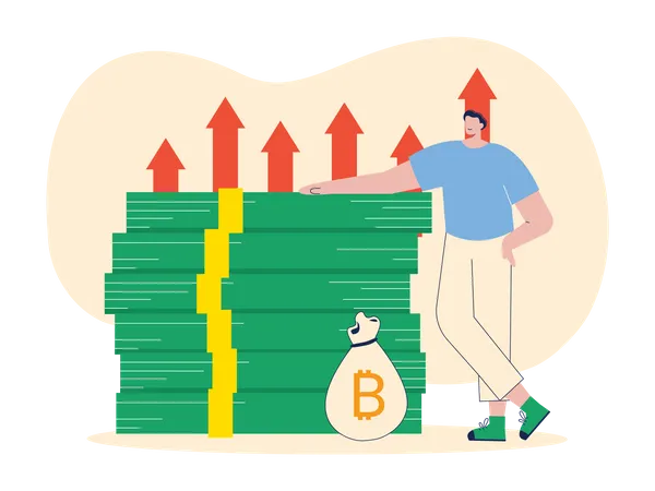 Man with huge crypto profit  Illustration