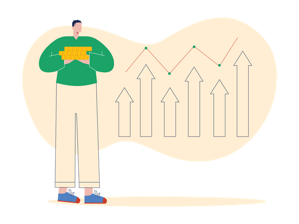 Man with huge crypto profit  Illustration