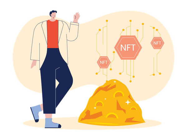 Man with huge profits from NFT  Illustration