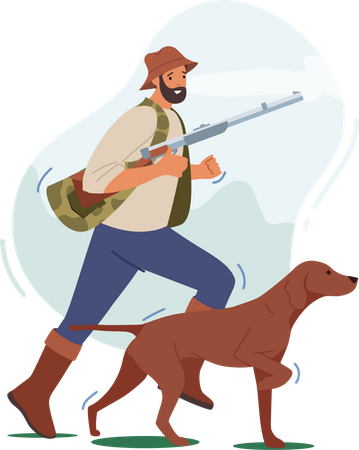 Man with hunting hobby Illustration