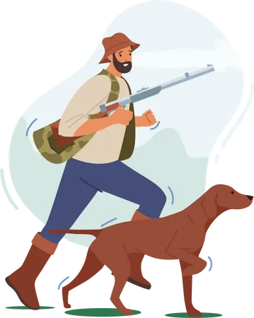 Man with hunting hobby Illustration