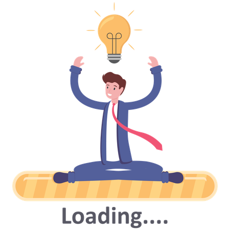 Man with idea on cloud loading  Illustration