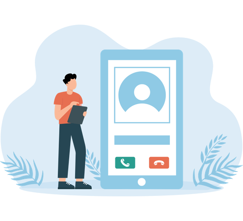 Man with incoming call  Illustration