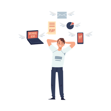 Man with information overloading  Illustration