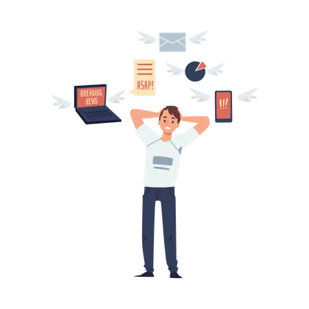 Man with information overloading  Illustration