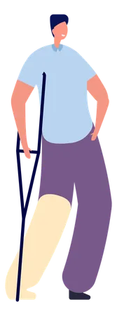 부상 캐릭터 병원 환자 외상 다리 손 머리 또는 부러진 뼈 젊은 여성 회복 목발 벡터 세트를 가진 고립된 사람들 일러스트레이션 재활 및 회복 일러스트레이션