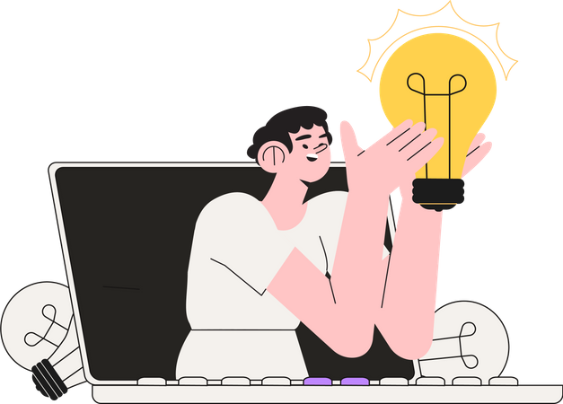 Man with innovative startup idea  Illustration