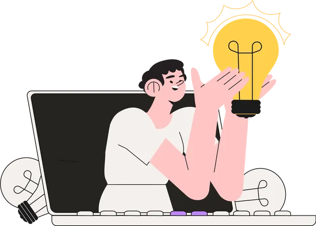 Man with innovative startup idea  Illustration