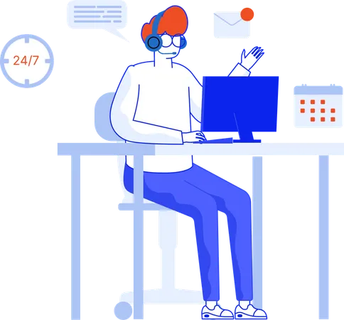 Contact Us Flat Illustration In This Design You Can See How Technology Connect To Each Other Each File Comes With A Project In Which You Can Easily Change Colors And More Illustration