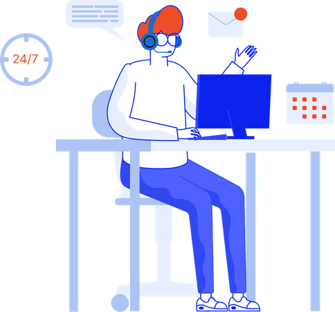 Man with Instant support  Illustration