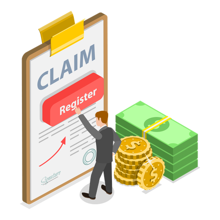 Man with Insurance claim form  Illustration