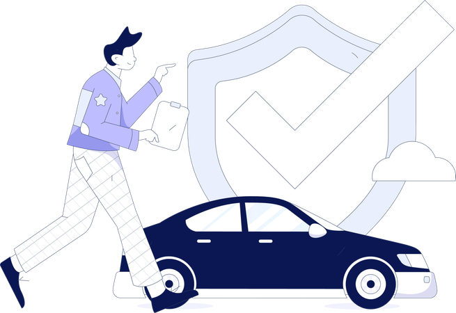 Man with Insurance protection of car  Illustration