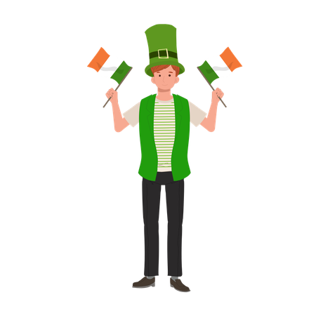 Man with Irish Flag  Illustration