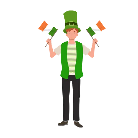 Man with Irish Flag  Illustration