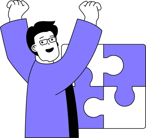 Man with jigsaw puzzle  Illustration