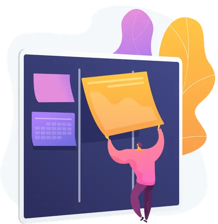 Man with Kanban Board  Illustration