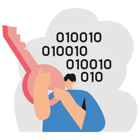 Man with key to privacy  Illustration