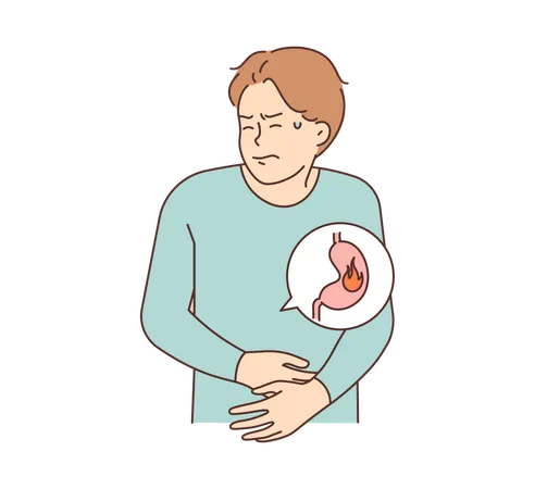 Man with kidney infection  イラスト