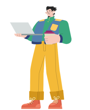 Man with laptop  Illustration