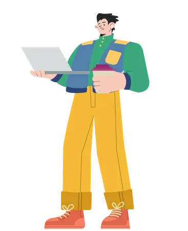 Man with laptop  Illustration